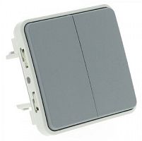 Переключатель без рамки Legrand Plexo 2-кл. проходной IP55 серый картинка